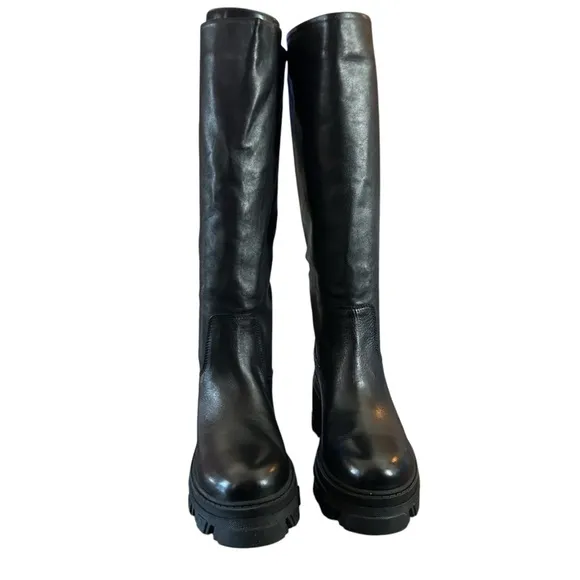 AQUA Goal Leather Platform Boots Knee High NEW Size 10 Pull On