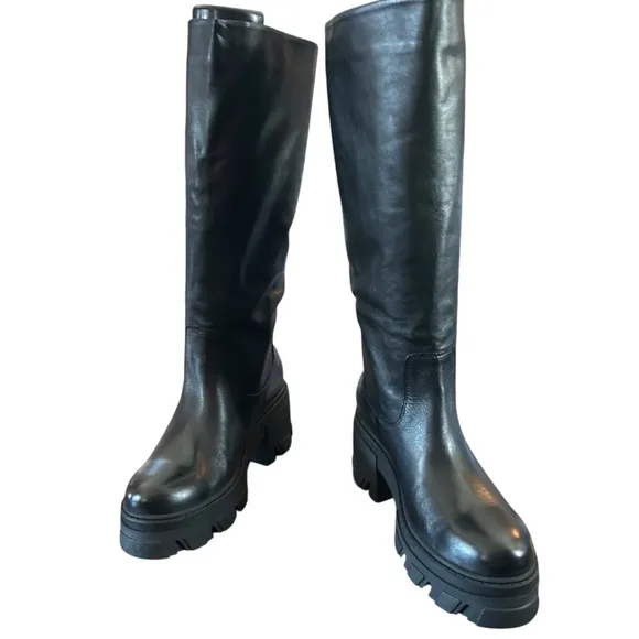 AQUA Goal Leather Platform Boots Knee High NEW Size 10 Pull On