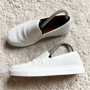 Aquatalia: Ashlynn Weatherproof Woven White Leather Slip On Sneakers Size 8