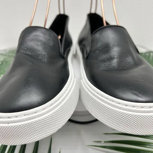 Aquatalia Black Leather Slip On Casual Weatherproof Sneakers Size 8 NWOB