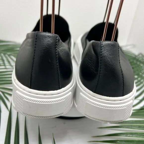 Aquatalia Black Leather Slip On Casual Weatherproof Sneakers Size 8 NWOB
