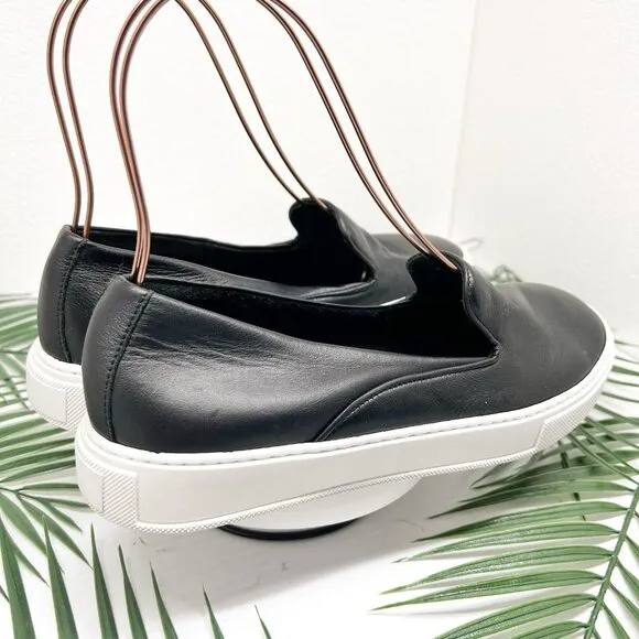 Aquatalia Black Leather Slip On Casual Weatherproof Sneakers Size 8 NWOB