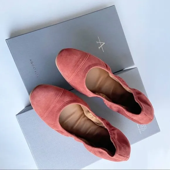 Aquatalia Carolyn Suede Ballet Flat Brick Size 8.5