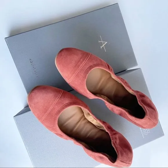 Aquatalia Carolyn Suede Ballet Flat Brick Size 8.5