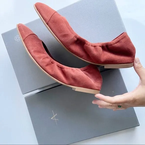 Aquatalia Carolyn Suede Ballet Flat Brick Size 8.5