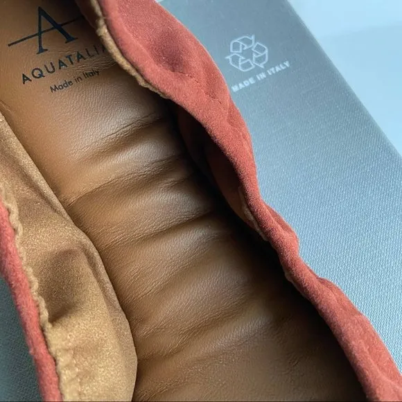 Aquatalia Carolyn Suede Ballet Flat Brick Size 8.5
