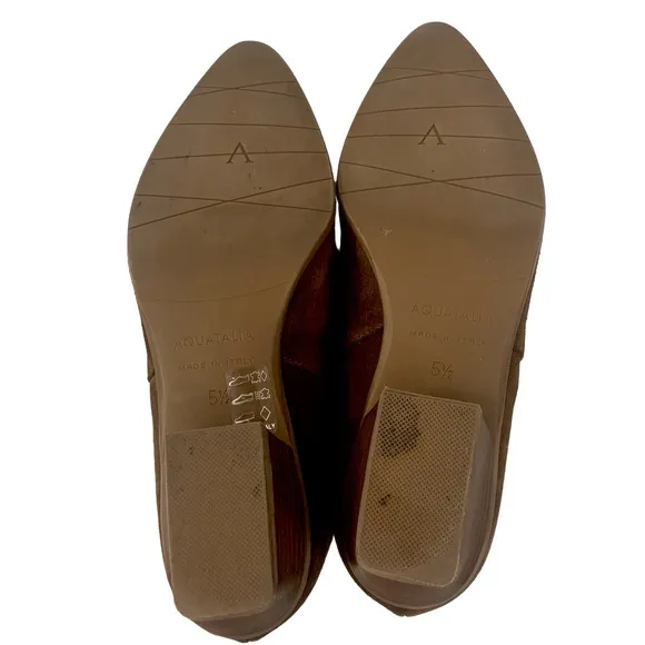 Aquatalia Farica Suede Pointed Toe Weatherproof Pull-On Ankle Boots Chestnut 5.5