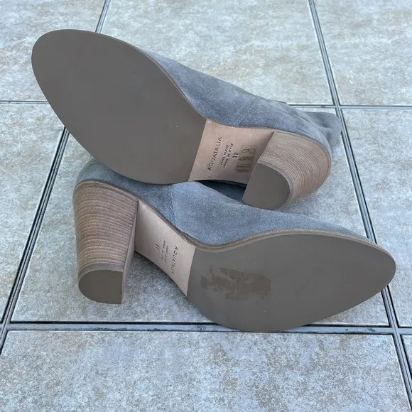 Aquatalia Flo Ankle Boots Taupe Suede Italy Pull On