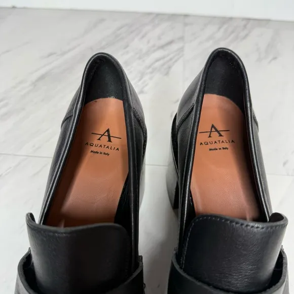 Aquatalia Josette Black Heeled Loafer 8M