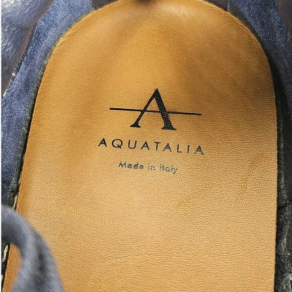 AQUATALIA MEN'S NAVY BLUE GUM BOTTOM SNEAKER SIZE 8M STYLE 452900 MADE IN ITALY
