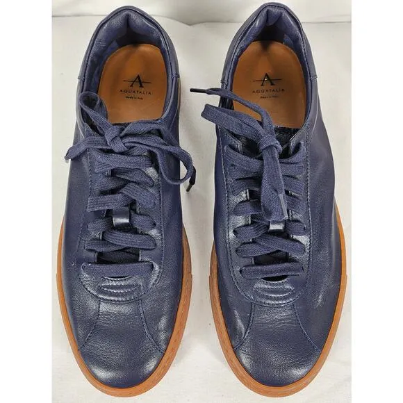 AQUATALIA MEN'S NAVY BLUE GUM BOTTOM SNEAKER SIZE 8M STYLE 452900 MADE IN ITALY