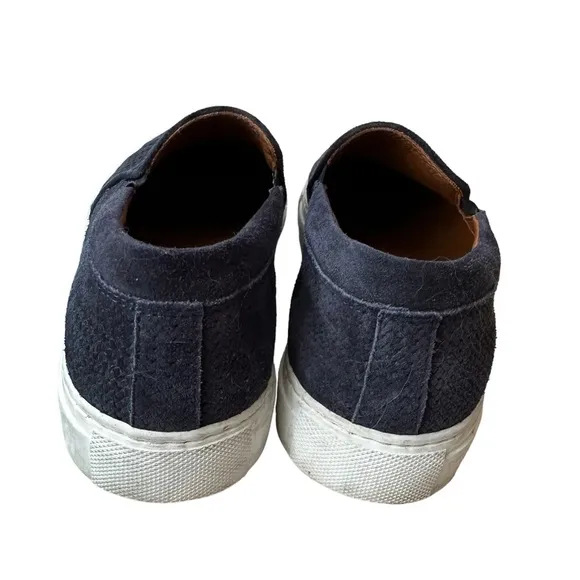 Aquatalia Navy Alisha Mini Embossed Suede Slip-on Sneakers Weatherproof Size 8