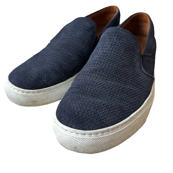 Aquatalia Navy Alisha Mini Embossed Suede Slip-on Sneakers Weatherproof Size 8