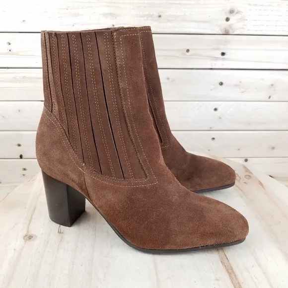 AQUATALIA Suede/Leather Bootie Ankle Boot Pull-on Chunky Heel NEW MIXMATCH SIZES