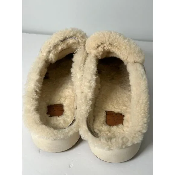 Aquatalia Women's Camel Suede Amata Slip On Flats Loafer Shoe Shearling Size 7.5