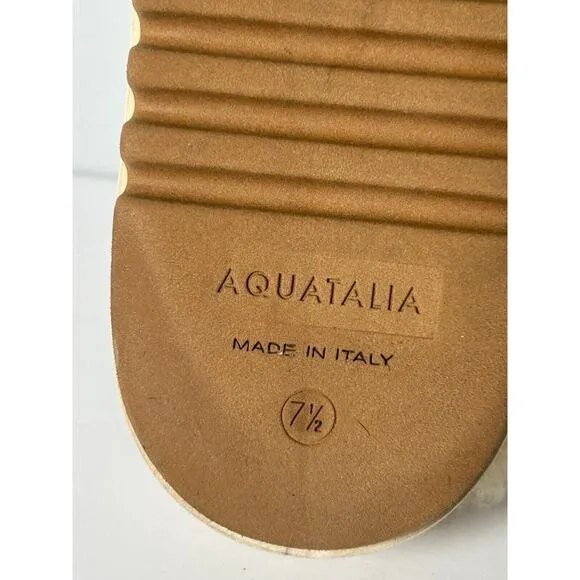 Aquatalia Women's Camel Suede Amata Slip On Flats Loafer Shoe Shearling Size 7.5