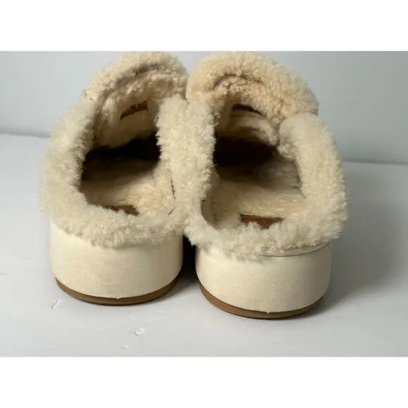 Aquatalia Women's Camel Suede Amata Slip On Flats Loafer Shoe Shearling Size 7.5
