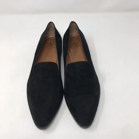 Aquatalia Womens Size 9 Golda Black Loafers Suede Leather Pointed Toe Shoe Italy