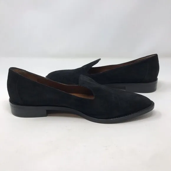 Aquatalia Womens Size 9 Golda Black Loafers Suede Leather Pointed Toe Shoe Italy