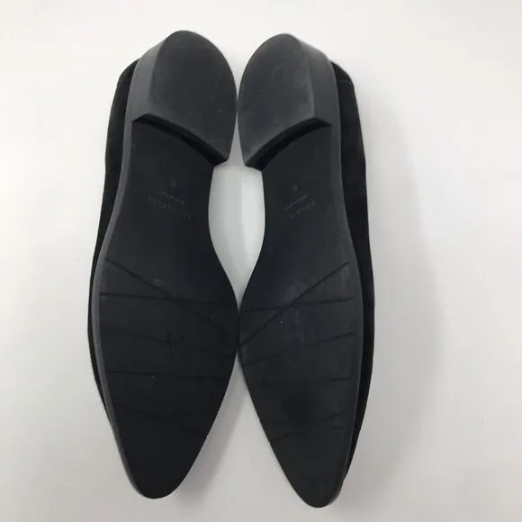 Aquatalia Womens Size 9 Golda Black Loafers Suede Leather Pointed Toe Shoe Italy