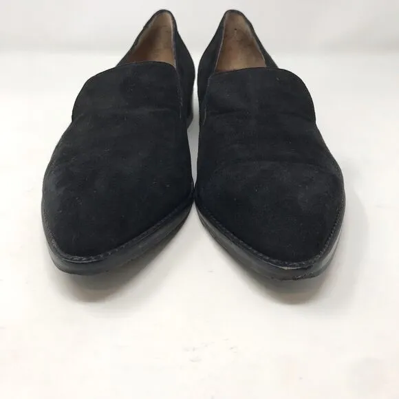 Aquatalia Womens Size 9 Golda Black Loafers Suede Leather Pointed Toe Shoe Italy