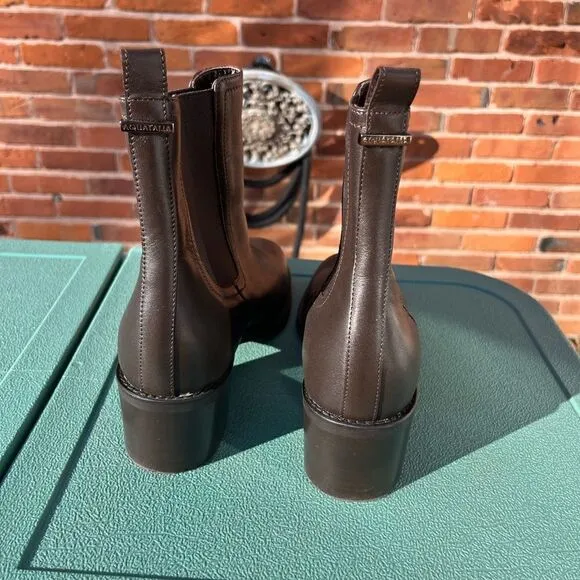 Aquatalia Pull On Midnight Brown Leather Boots