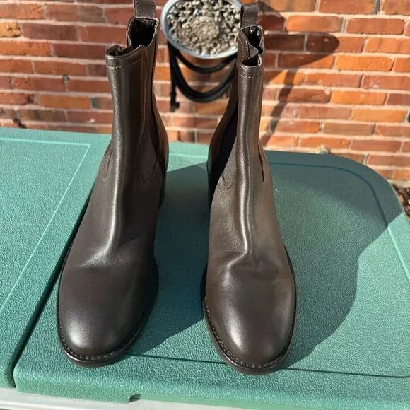 Aquatalia Pull On Midnight Brown Leather Boots