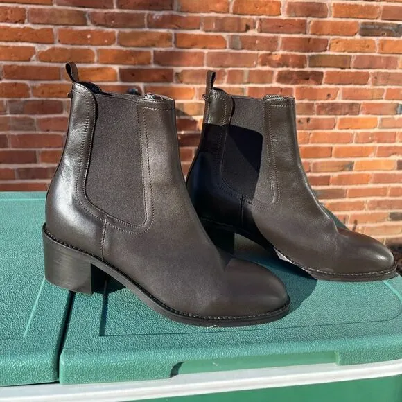 Aquatalia Pull On Midnight Brown Leather Boots
