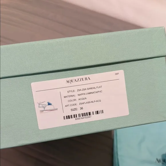 Aquazzura Teal Sandals with Floral Accent