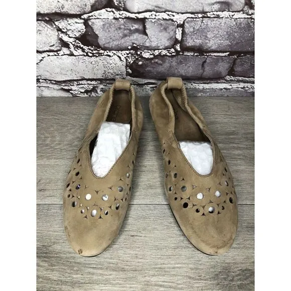 Arche Sand Tan Nubuck Leather Ballerina Ballet Flats Women Sz 37EU/6.5M US