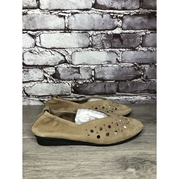 Arche Sand Tan Nubuck Leather Ballerina Ballet Flats Women Sz 37EU/6.5M US