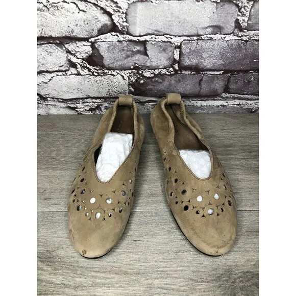 Arche Sand Tan Nubuck Leather Ballerina Ballet Flats Women Sz 37EU/6.5M US