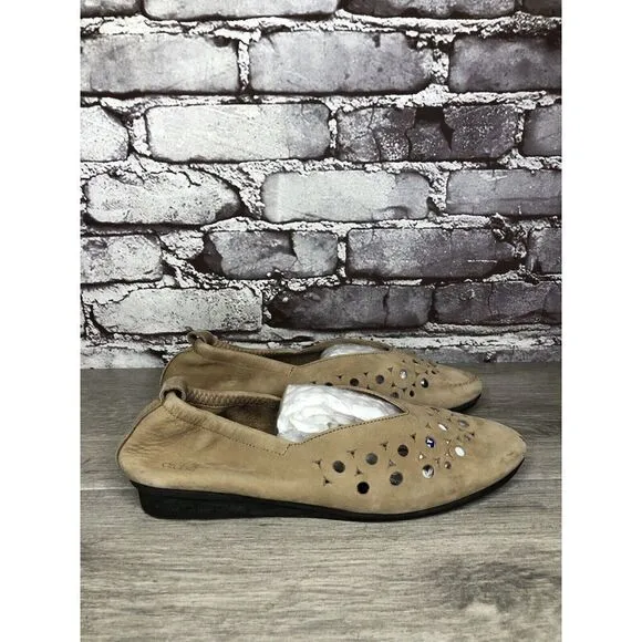 Arche Sand Tan Nubuck Leather Ballerina Ballet Flats Women Sz 37EU/6.5M US