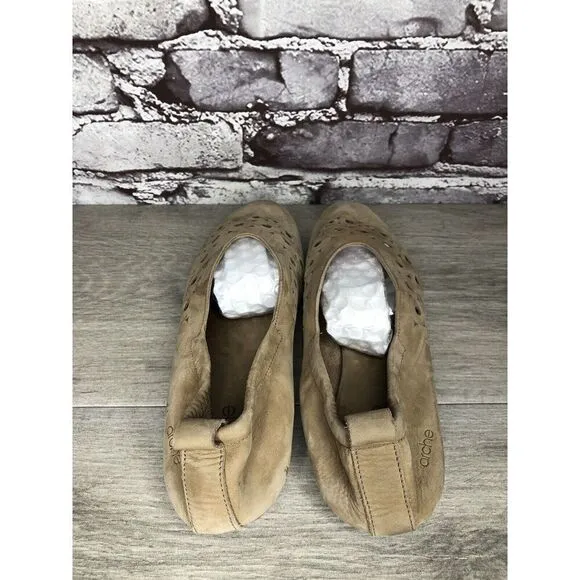 Arche Sand Tan Nubuck Leather Ballerina Ballet Flats Women Sz 37EU/6.5M US