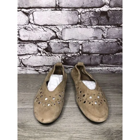 Arche Sand Tan Nubuck Leather Ballerina Ballet Flats Women Sz 37EU/6.5M US