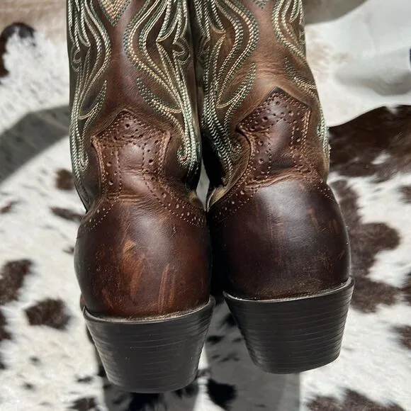 Ariat 15834 Legend Square Toe Brown Pull On Leather Cowboy Boots - 9B  BB2