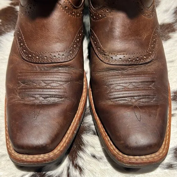 Ariat 15834 Legend Square Toe Brown Pull On Leather Cowboy Boots - 9B  BB2