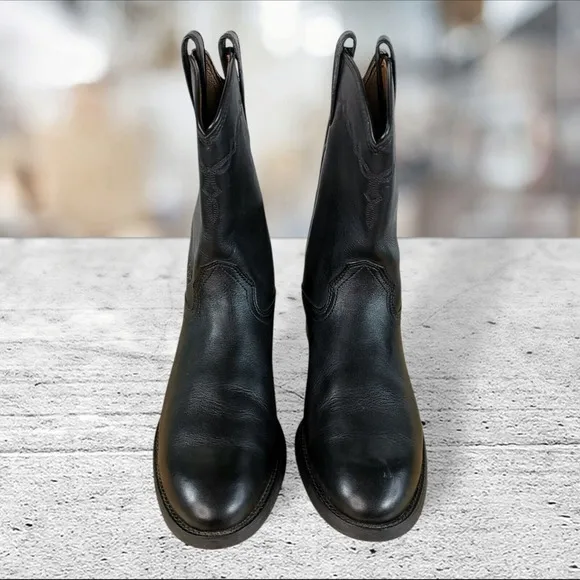 Ariat  35501 Black Heritage Roper Western Leather Black Boots Men's Size 10 D