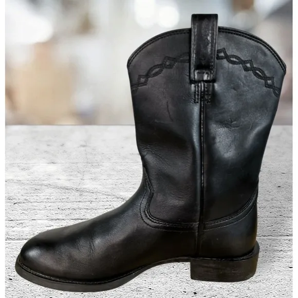 Ariat  35501 Black Heritage Roper Western Leather Black Boots Men's Size 10 D