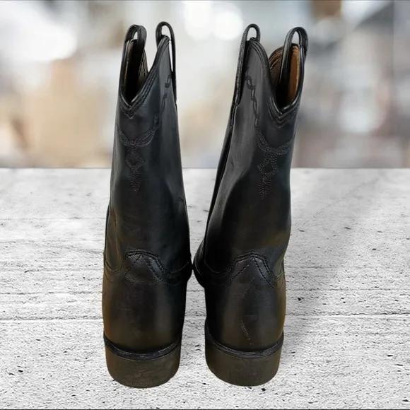 Ariat  35501 Black Heritage Roper Western Leather Black Boots Men's Size 10 D