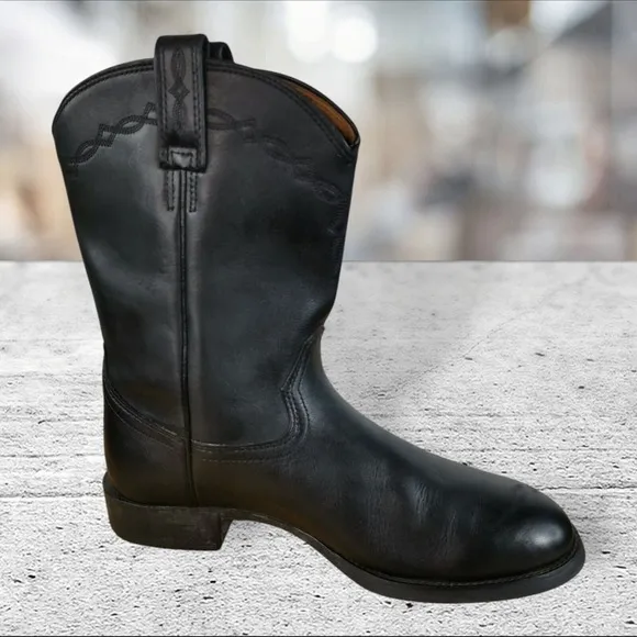 Ariat  35501 Black Heritage Roper Western Leather Black Boots Men's Size 10 D