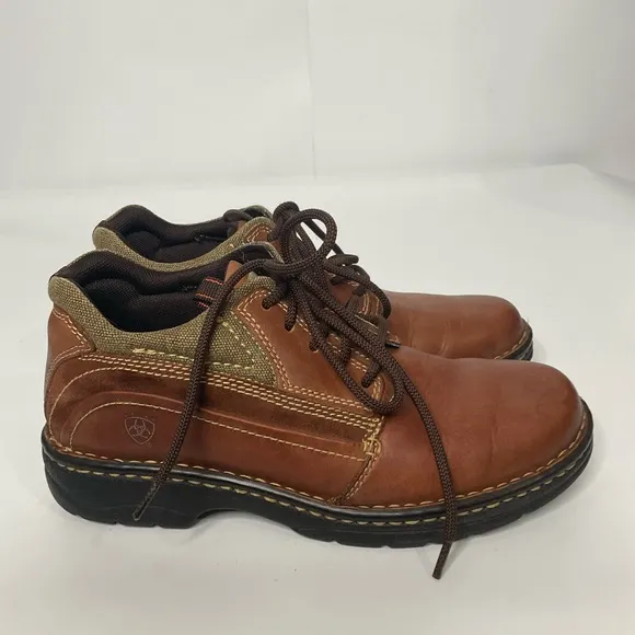 Ariat 4LR Linden Work Boots Brown Leather Cream Knit Collar Lace Up Size 6.5B