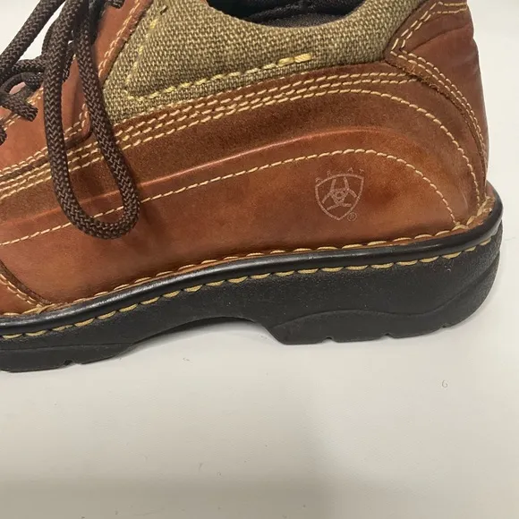 Ariat 4LR Linden Work Boots Brown Leather Cream Knit Collar Lace Up Size 6.5B