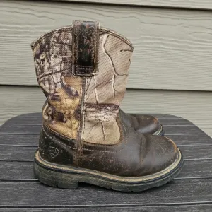 ARIAT Boys Heritage Sierra Camo Leather Pull On Western Boots 10020107 Size 9
