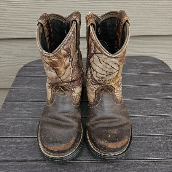 ARIAT Boys Heritage Sierra Camo Leather Pull On Western Boots 10020107 Size 9
