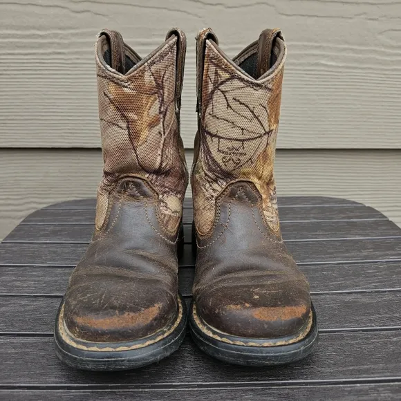 ARIAT Boys Heritage Sierra Camo Leather Pull On Western Boots 10020107 Size 9