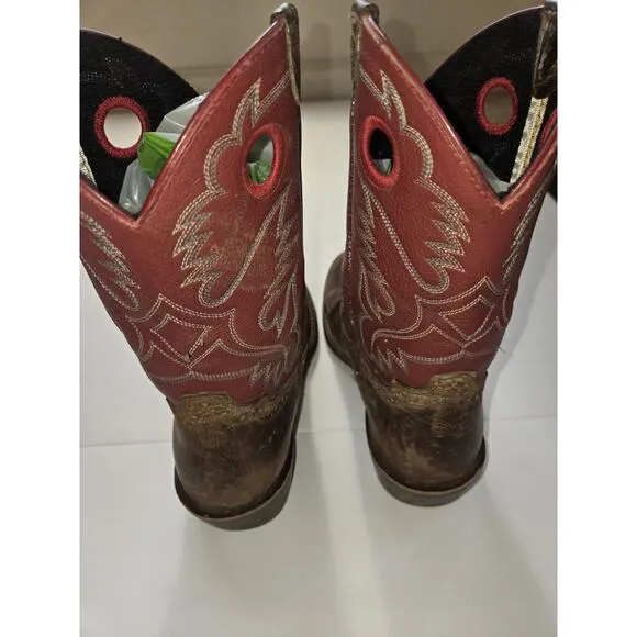 Ariat Brown &amp; Red Leather Fatbaby Heritage Western Riding Boots US 3