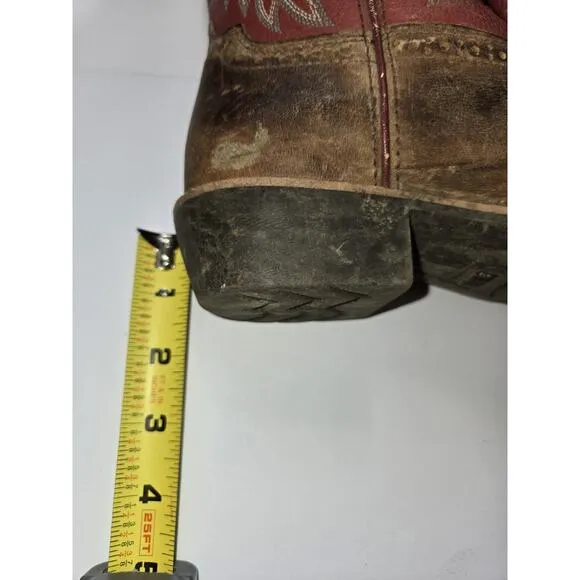 Ariat Brown &amp; Red Leather Fatbaby Heritage Western Riding Boots US 3