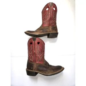 Ariat Brown &amp; Red Leather Fatbaby Heritage Western Riding Boots US 3