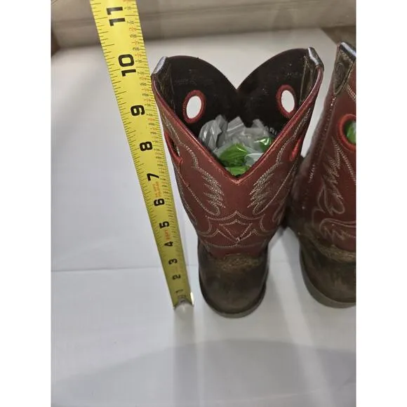 Ariat Brown &amp; Red Leather Fatbaby Heritage Western Riding Boots US 3
